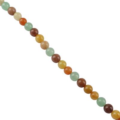170cts Mixed Colour Quartzite Jade Rounds Aprrox 8mm, Approx 38cm Strand 