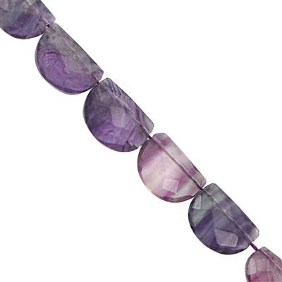 85cts Blue John Fluorite Faceted D Shape Fancy Approx 10x7 to 16x12mm, 19cm Strand