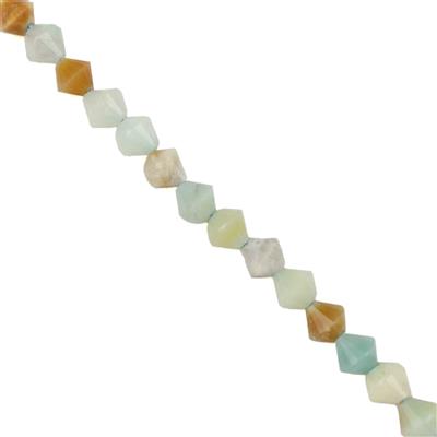 70cts Chinese Amazonite Faceted Bicones, Approx 6mm, 38cm Strand