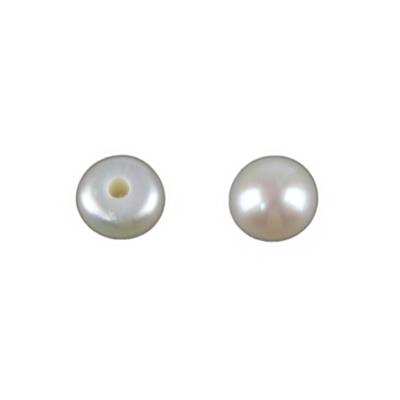 2x Half Drilled White Freshwater Cultured Button Pearls Approx. 4mm