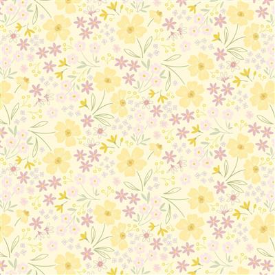 Lewis & Irene Cassandra Connolly Joys Of Spring Collection Songs for Springs Pastel Yellow Fabric 0.5m