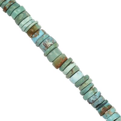 77cts Turquoise Plain Wheels Approx 4.5x1mm to 6.80x1.30mm 33cm Strand