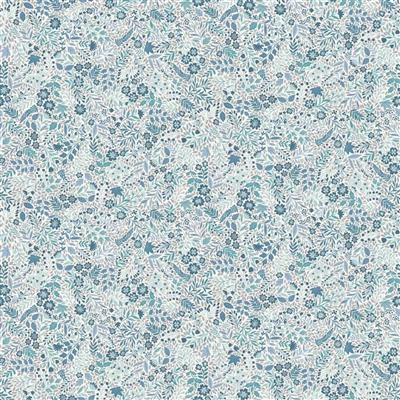 Makower Foxwood Wildflower Blue on Cream Fabric 0.5m