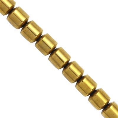 355cts Gold Color Coated Haematite Smooth Drum Approx 10mm, 20cm Strand 