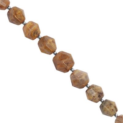 73cts Crazy Lace Agate Faceted Bicone Approx 7x8 to 10x11mm 16cm Strands With Hematite Spacers 