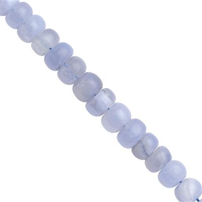 80cts Blue Lace Agate Smooth Rondelles Approx 5.3 to 9x5mm, 20cm Strand With Spacers