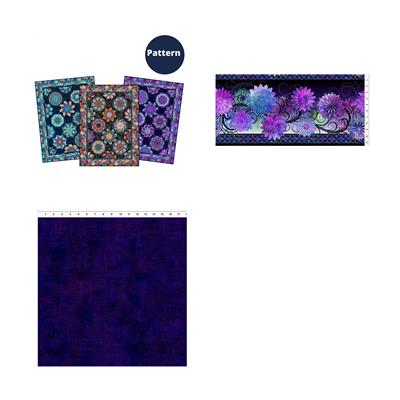 Jason Yenter Dazzle Kaleidoscope Quilt Kit: Fabric (10m) & Pattern - Purple