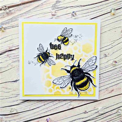 Visible Image Honeycomb Hex Stencil & Bee Happy Stamp Set Duo 