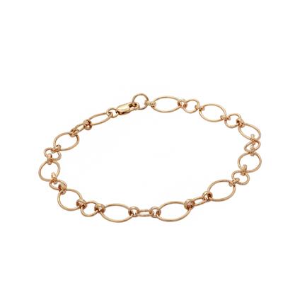 Rose Gold PLated 925 Sterling Silver Oval Link, 7.5inch Finished Bracelet with Lobster Clasp