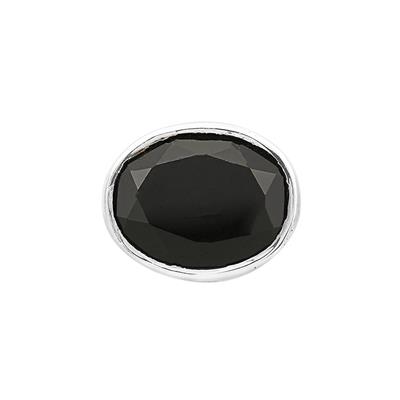 0.8cts Black Spinel 925 Sterling Silver Oval Collet, 9x7mm