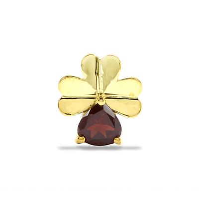 Gold Plated 925 Sterling Silver Clover Pendant with Red Garnet, Approx 14mm