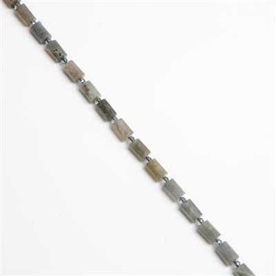 180cts Labradorite Faceted Cylinders Approx 12x8mm, 38cm Strand