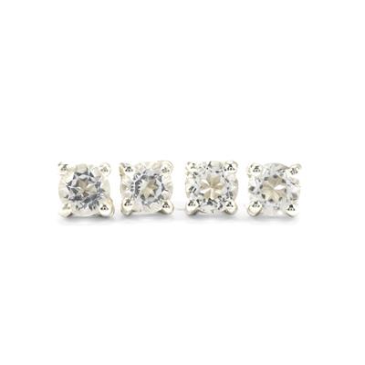 925 Sterling Silver White Topaz Claw Set Finding, Approx 3mm, 4pcs