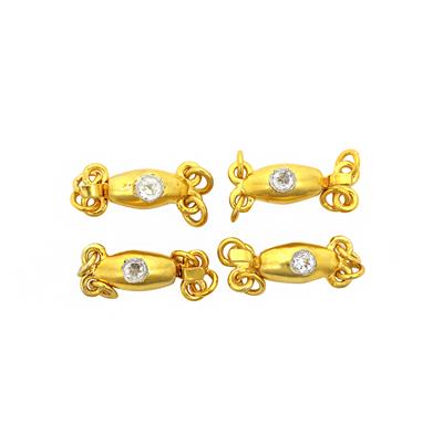 Gold Plated 925 Sterling Silver 2 Strand Bullet Box Clasp Set with 0.57ct White Topaz Approx 3mm (Pack of 4)