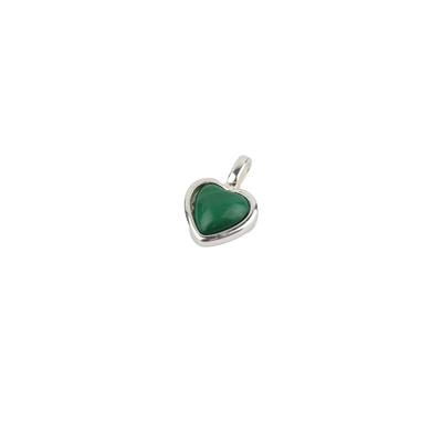 1.50cts Malachite Heart 925 Sterling Silver Pendant Approx  8mm