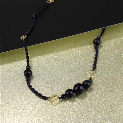  40ctsType A Black Jadeite Plain Rounds 10cm Strand (3pcs 10mm, 4 pcs 8mm, 9pcs 4mm)