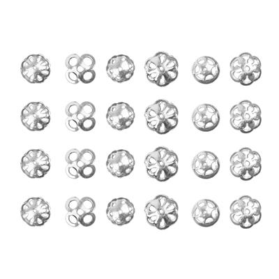 Silver Plated Base Metal Bead Caps, 24pcs (4pcs per design)