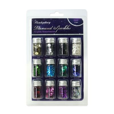 Diamond Sparkles Sequin Assortment, Inc;  12 jars of Diamond Sparkles Sequins 