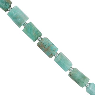 135cts Peruvian Amazonite Pillar Beads Approx x10mm, 38cm Strand