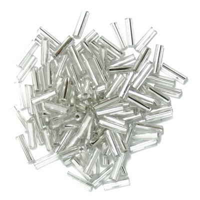 Bugle Beads 6mm Silver Pack of 15g