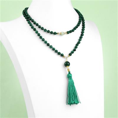 Gold Plated 925 Sterling Silver, Bulls Eye Malachite Plain Rounds Mala Project