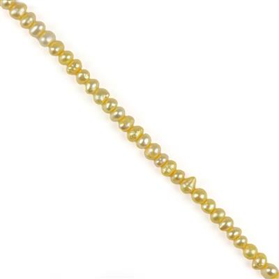 Dyed Gold Freshwater Cultured Potato Pearls Approx 3-4mm, 38cm Strand