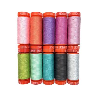 Aurifil Tula Pink ROAR! Thread Collection 10 Small 50wt Spools (10 x 200m)