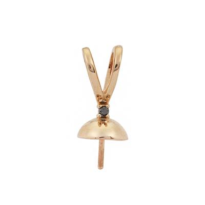 Rose Gold 925 Sterling Silver Rabbit Bail with Peg and Black Diamond Round, Approx 17x5mm