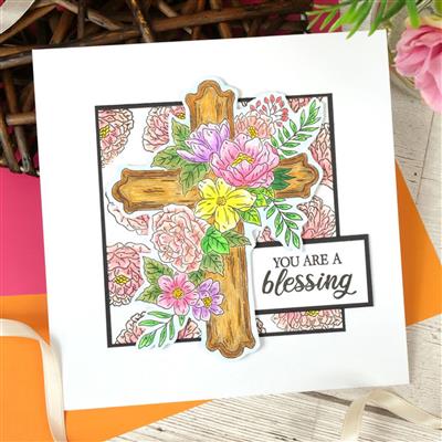 For the Love of Stamps - Floral Blessings, A6 stamp set.  Contains 5 stamps.