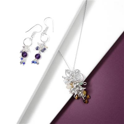 Silver Plated Base Metal, Multi Gemstone Faceted Rondelles & Plain Rounds,  Japanese Galvanized Green Seed Bead Project With Downloadable Instructions