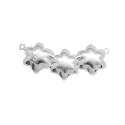 925 Sterling Silver Triple Flower Connector With Pearl Pegs (To Fit 4-5mm Button Pearls)