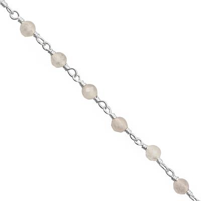 925 Sterling Silver Plated Base Metal Chain With 20cts Rose Quartz Approx 3 to 4mm - 1 Metre with Spool