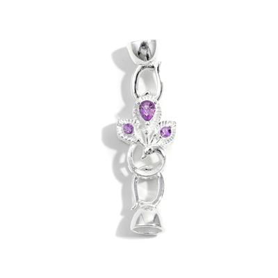 925 Sterling Silver Peacock Clasp with Amethyst 11X36mm