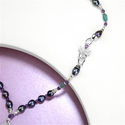 925 Sterling Silver Peacock Clasp with Amethyst 11X36mm