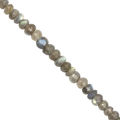 35cts Labradorite Faceted Rondelles Approx 5x2 to 6x4mm 20cm Strand With Spacers