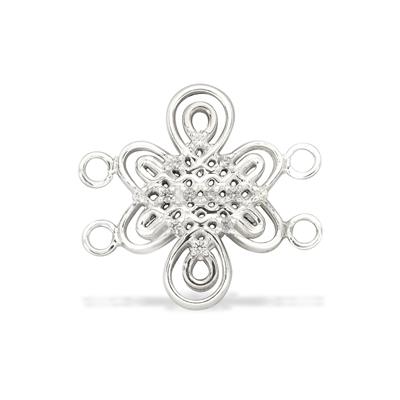 925 Sterling Silver Connector with 2 loops Both Side, Approx 24mm, Set with white Zircon Approx 1.50mm