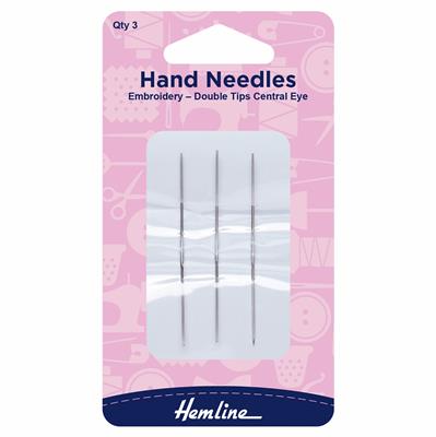 Hand Sewing Double Tip Embroidery Needles - Pack of 3