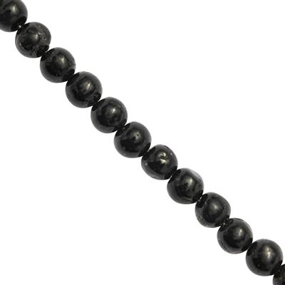 150cts Black Tourmaline Round Smooth Approx 3 to 5mm 100cm Strand
