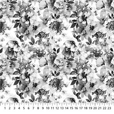 Wind Song Monochrome Flowers Fabric 0.5m