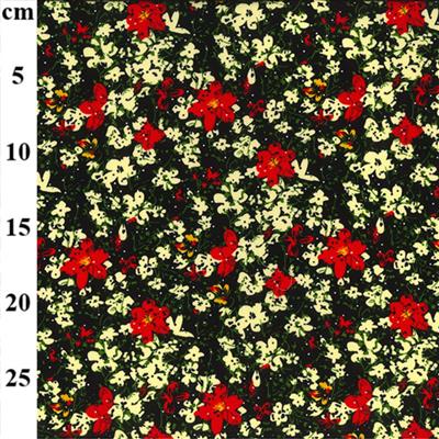Viscose Poplin Prints Black Floral Fabric 0.5m