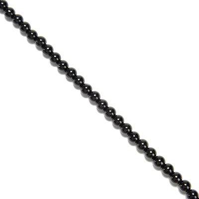 115cts Type A Black Jadeite Plain Rounds Approx 6mm, 38cm Strand