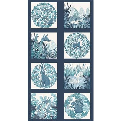 Makower Foxwood Blue Fabric Panel 0.6m