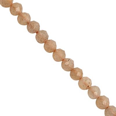 8cts Orange Moonstone Faceted Round Approx 2mm, 31cm Strands