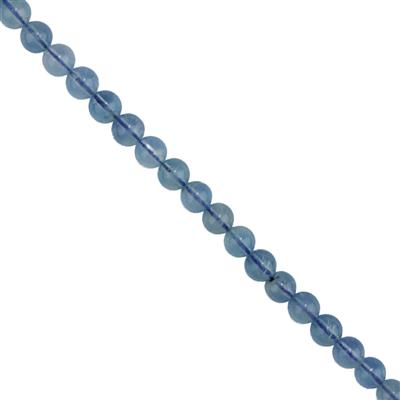 100cts Kashmir Aquamarine Plain Rounds Approx 7-8mm, 38cm Strand