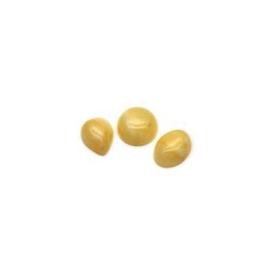 Baltic Off-White Amber Cabochon Multipack Inc. 1x 15mm Round, 1x 12x16mm Oval, 1x 12x15mm Teardrop