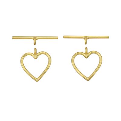 2x Gold Plated Sterling Silver Heart Shaped Clasp