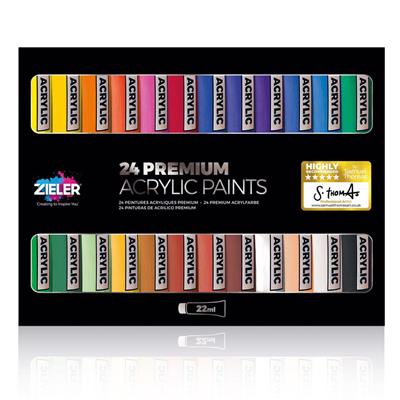 Zieler - 24 Premium Acrylic Paints (22ml Tubes)