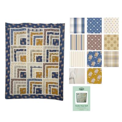 Stuart Hillards Blue Floral Blue Skies And Nutmeg Garden Maze Quilt Kit: Instructions & Fabric (8.5m)