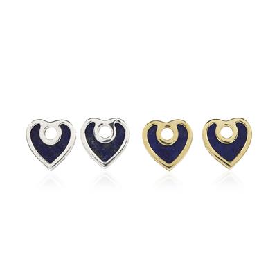 925 Sterling Silver Lapis Lazuli Heart Pair of Earring Charms, Approx 12mm