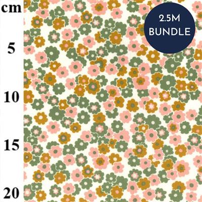 Floral Ecru Babycord Print Fabric Bundle (2.5m)